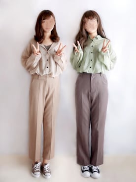 「pairpair」｜「アイテム（スラックス）」を使った、まお♡さん（レディース・163cm）の春コーディネート