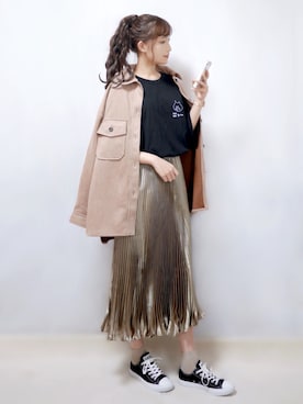 「にゃー」｜「アイテム（その他アウター）」を使った、まお♡さん（レディース・163cm）の春コーディネート
