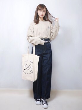 「G.O.C」｜「アイテム（スニーカー）」を使った、まお♡さん（レディース・163cm）の春コーディネート