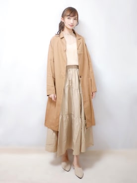 「Libra Cue（リブラ キュー）のアイテム（チェスターコート）」を使った、まお♡さん（レディース・163cm）の春コーディネート