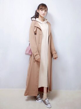 「MAYSON GREY（メイソングレイ）の【socolla】バックプリーツワンピース（ワンピース）」を使った、まお♡さん（レディース・163cm）の春コーディネート