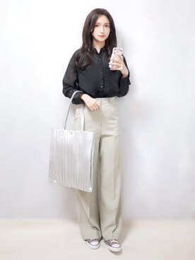 「AmbreNeige」｜「アイテム（スラックス）」を使った、まお♡さん（レディース・163cm）の春コーディネート