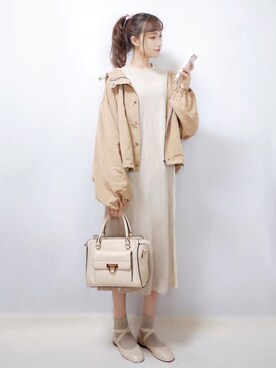 「リップスター」｜「アイテム（ジャケット/アウター）」を使った、まお♡さん（レディース・163cm）の春コーディネート