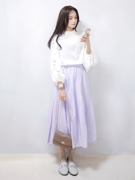 「アイテム（アナログ腕時計）」を使った、まお♡さん（レディース・163cm）の春コーディネート