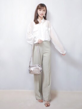 「pairpair」｜「アイテム（スラックス）」を使った、まお♡さん（レディース・163cm）の春コーディネート