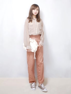 「アイテム（クラッチバッグ、ホワイト系）」を使った、まお♡さん（レディース・163cm）の夏コーディネート