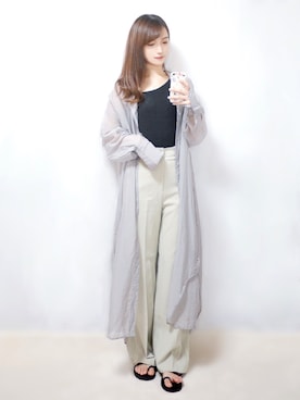 「La-gemme」｜「アイテム（スラックス）」を使った、まお♡さん（レディース・163cm）の夏コーディネート