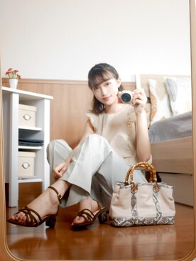 「RODE SKO」｜「アイテム（スラックス）」を使った、まお♡さん（レディース・163cm）の秋コーディネート
