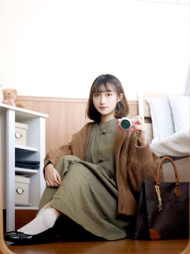 「sakishimatokyo（サキシマトーキョー）のアイテム（ノーカラージャケット）」を使った、まお♡さん（レディース・163cm）の秋コーディネート
