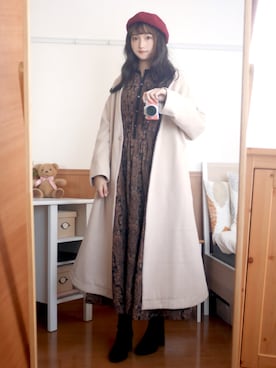 「サニーレーベル」｜「アイテム（ハンチング/ベレー帽）」を使った、まお♡さん（レディース・163cm）の秋コーディネート