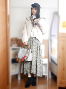「RODE SKO」｜「アイテム（ダウンジャケット/コート）」を使った、まお♡さん（レディース・163cm）の冬コーディネート
