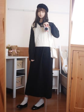 「アーバンリサーチ」｜「アイテム（ハンチング/ベレー帽）」を使った、まお♡さん（レディース・163cm）の秋コーディネート