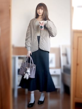 「2021年」｜「アイテム（その他アウター）」を使った、まお♡さん（レディース・163cm）の冬コーディネート