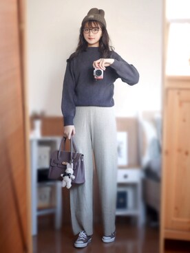 「florist」｜「アイテム（ニットキャップ/ビーニー）」を使った、まお♡さん（レディース・163cm）の冬コーディネート
