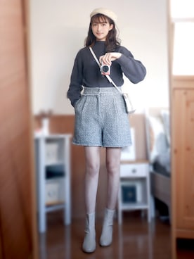 「Supreme.La.La.（シュープリームララ）のアイテム（パンツ）」を使った、まお♡さん（レディース・163cm）の冬コーディネート