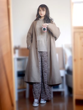 「アーバンリサーチ」｜「アイテム（チェスターコート）」を使った、まお♡さん（レディース・163cm）の冬コーディネート