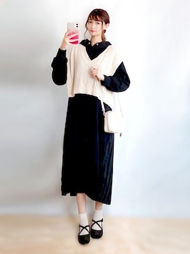 「socolla（ソコラ）のアイテム（ワンピース/ドレス）」を使った、まお♡さん（レディース・163cm）の春コーディネート