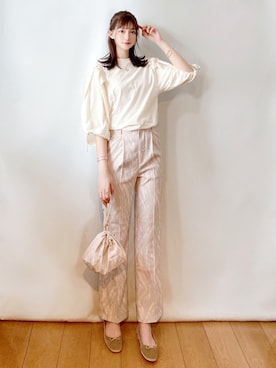 「AmbreNeige」｜「アイテム（スラックス）」を使った、まお♡さん（レディース・163cm）の夏コーディネート
