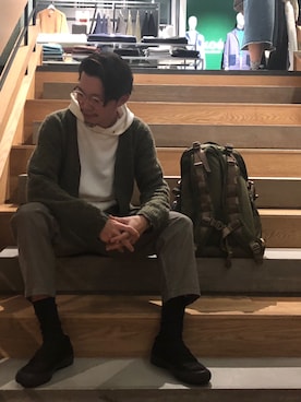 「koe（コエ）のアイテム（パーカー）」を使った、zakikameさん（メンズ・170cm）の秋コーディネート