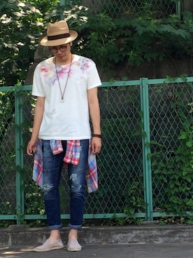 「URBAN RESEARCH Sonny Label（アーバンリサーチサニーレーベル）のアイテム（その他シューズ）」を使った、しゅう。さん（メンズ・177cm）の夏コーディネート