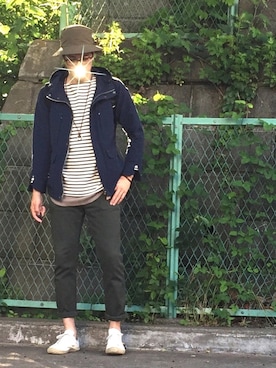 「ロールアップ」｜「アイテム（マウンテンパーカー）」を使った、しゅう。さん（メンズ・177cm）の春コーディネート