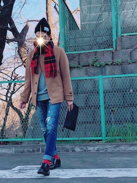 「URBAN RESEARCH（アーバンリサーチ）のアイテム（クラッチバッグ）」を使った、しゅう。さん（メンズ・177cm）の冬コーディネート