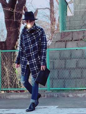 「URBAN RESEARCH（アーバンリサーチ）のアイテム（クラッチバッグ）」を使った、しゅう。さん（メンズ・177cm）の冬コーディネート