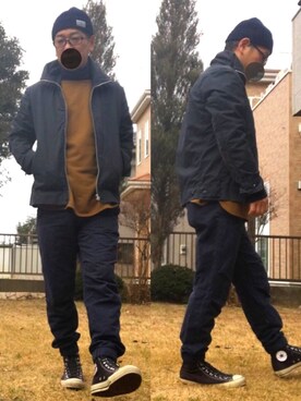 「HARVARD（ハーバード）のアイテム（ブルゾン）」を使った、Code-nightさん（メンズ・170cm）の冬コーディネート