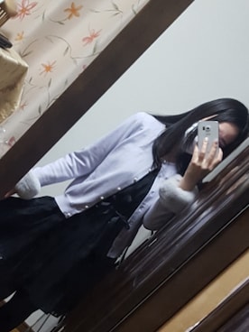 「パープル×黒」｜「アイテム（カーディガン/ボレロ）」を使った、しがない社会人レイヤーさん（レディース・161cm）の冬コーディネート