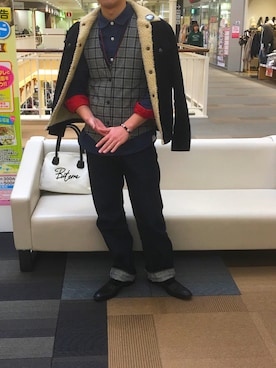 「COOTIE PRODUCTIONS（クーティープロダクションズ）のアイテム（その他アウター）」を使った、RUDOBOYさん（メンズ・179cm）の冬コーディネート
