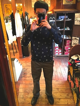 「CALEE（キャリー）のアイテム（キャスケット）」を使った、RUDOBOYさん（メンズ・180cm）の秋コーディネート