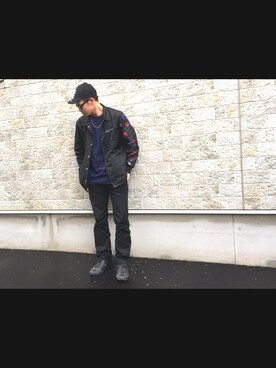 「NEW ERA（ニューエラ）のアイテム（その他アウター）」を使った、RUDOBOYさん（メンズ・180cm）の春コーディネート