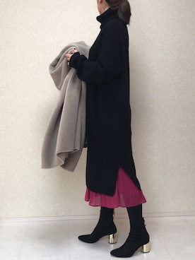 「アイテム（ブーティ）」を使った、kanae¨̮⑅さん（レディース・166cm・30代）の冬コーディネート