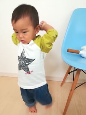 「SHOO・LA・RUE（シューラルー）のアイテム（Tシャツ/カットソー、ホワイト系）」を使った、kimiyasuさん（メンズ・80cm）の夏コーディネート