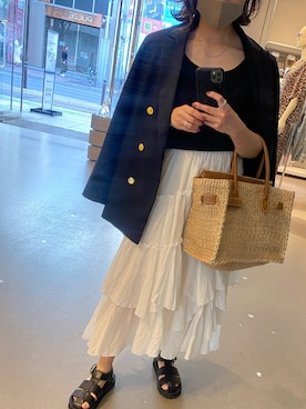 「SEA（シー）のアイテム（かごバッグ）」を使った、zo☻さん（レディース・156cm）の春コーディネート