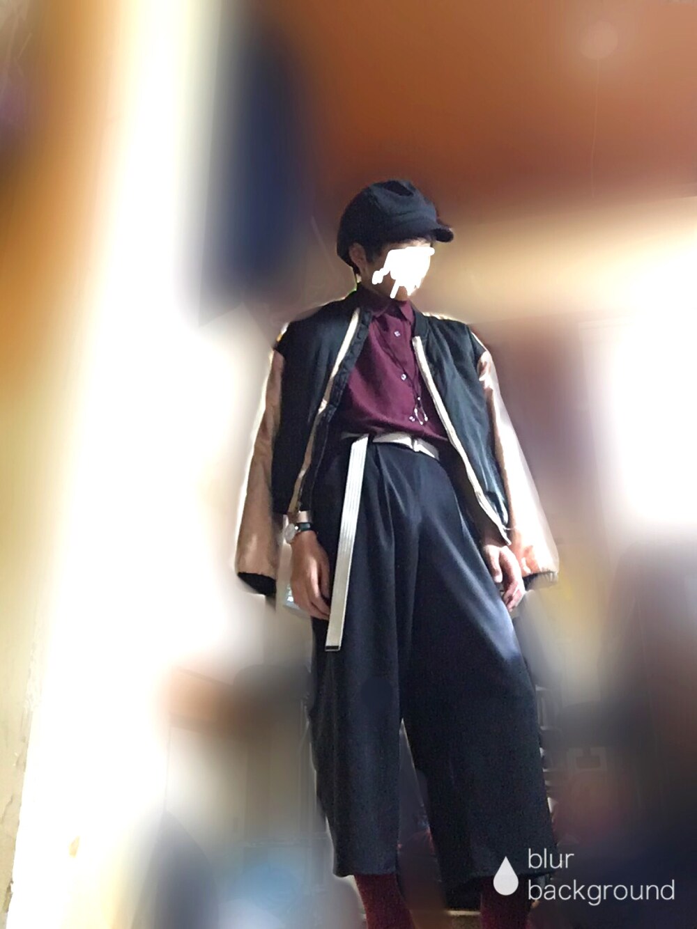 「モノトーン、ワイドパンツ、RAGEBLUE、マイルーム」｜「ZARAのアイテム（ブルゾン、ブラック系）」を使った、:    Me. :さん（メンズ・168cm）の春コーディネートの1枚目の写真