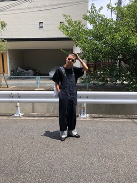 「chaosfishingclub」｜「アイテム（オールインワン・サロペット）」を使った、ryohei kajimotoさん（メンズ・172cm）の夏コーディネート