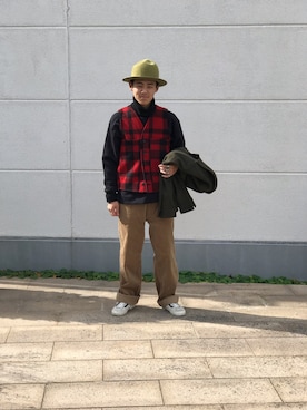 「FILSON（フィルソン）のアイテム（ブルゾン）」を使った、ryohei kajimotoさん（メンズ・172cm）の秋コーディネート