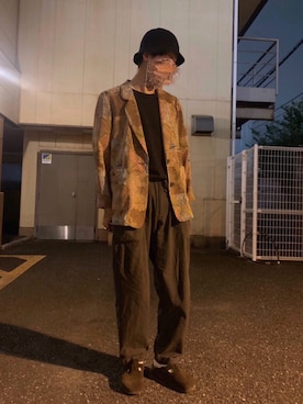 「ゆるコーデ」｜「アイテム（テーラードジャケット、その他）」を使った、ビチョビチョてぃらみすさん（メンズ・173cm）の夏コーディネート