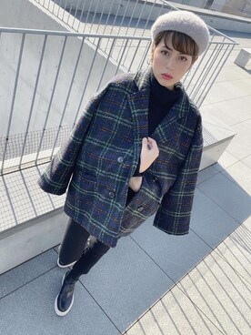 「JUNOAH（ジュノア）のアイテム（チェスターコート）」を使った、anaismi0530さん（レディース・172cm）の冬コーディネート