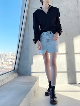 「マリン」｜「アイテム（ブーツ）」を使った、anaismi0530さん（レディース・172cm）の冬コーディネート