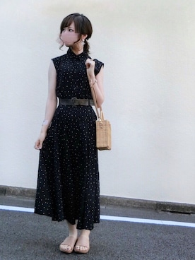「ドットワンピ」｜「アイテム（シャツワンピース）」を使った、みみみさん（レディース・162cm）の夏コーディネート