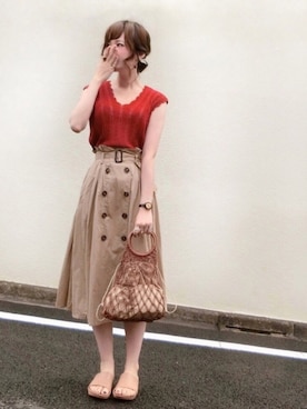 「ノースリーブニット」｜「アイテム（その他）」を使った、みみみさん（レディース・162cm）の夏コーディネート