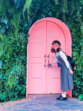 「ワッフルクルーネックＴ」｜「アイテム（その他シューズ）」を使った、みみみさん（レディース・162cm）の秋コーディネート