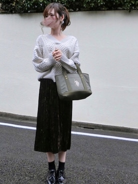 「ベロアスカート」｜「アイテム（その他シューズ）」を使った、みみみさん（レディース・162cm）の秋コーディネート