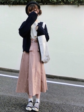 「ストリート服が好き」｜「アイテム（ハンチング/ベレー帽）」を使った、みみみさん（レディース・162cm）の秋コーディネート