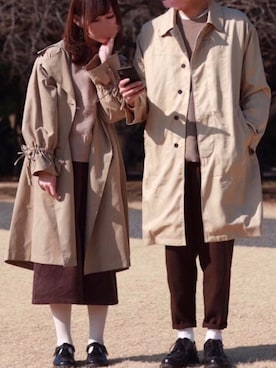 「pairpair」｜「アイテム（ステンカラーコート）」を使った、みみみさん（レディース・162cm）の春コーディネート