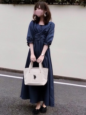 「fifth（フィフス）のウエストギャザーロングワンピース（ワンピース）」を使った、みみみさん（レディース・162cm）の春コーディネート