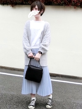 「オールグレー」｜「アイテム（バッグ）」を使った、みみみさん（レディース・162cm）の春コーディネート