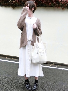 「ehka sopo（エヘカソポ）のアイテム（シャツワンピース）」を使った、みみみさん（レディース・162cm）の春コーディネート